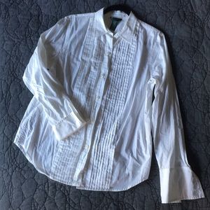 Lauren Ralph Lauren White Tuxedo Blouse Women Size L